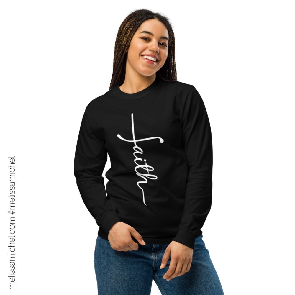 New! Faith Unisex Garment-Dyed Heavyweight Long-Sleeve Shirt - Picture 2 of 8